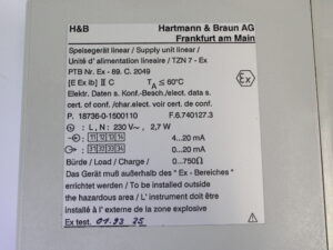 Hartmann & Braun TZN 7-Ex Speisegerät linear -unused/OVP-