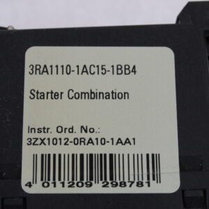 SIEMENS 3RA1110-1AC15-1BB4 Starter Combination + 3RV1011-1AA10 -used-