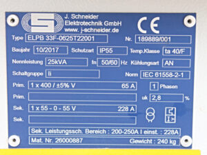 Schneider ELPB 33F-0625T22001 – Transformator 25 kVA