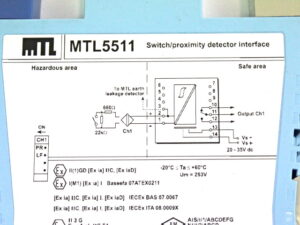 MTL Instrumenst MTL5511 Switch/proximity detector interface -used-