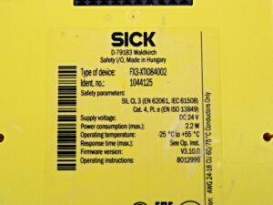 SICK FX3-XTI084002 Safety Relay 1044125 – Cover broken -used-