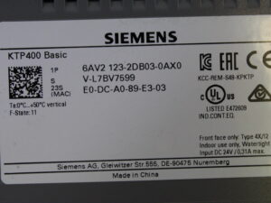 SIEMENS 6AV2123-2DB03-0AX0 Basic Panel, -used-