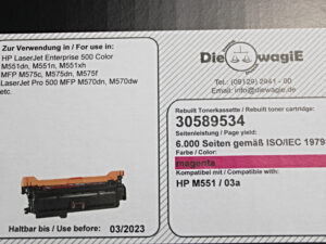 DiewagiE Dominik Dietrich Tonerkassette magenta entspricht HP M551 / 03a -unused-