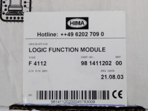 HIMA F 4112 2-fold fail-safe and gate module Logic module -unused-