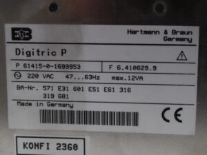 Hartmann & Braun Digitric P 61415-0-1699953 IndustriereglerHartmann & Braun Digitric P 61415-0-1699953 Industrieregler -used-