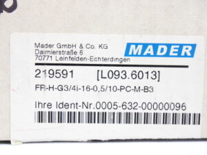 Filterregler FR-H-G3/4i-16-0,5/10PC-M-B3 Mader GmbH – OVP/unused –