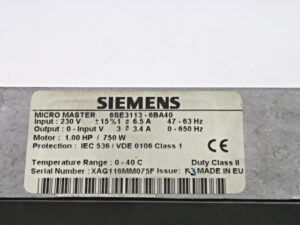 SIEMENS 6SE3113-6BA40 SIMOVERT P MICROMASTER -used-