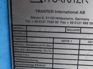 Plattenwärmetauscher Tranter GXD – 91 PL281 – used –