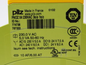 pilz PNOZ X4 230VAC 3n/o 1n/c Sicherheitsrelais -unused-