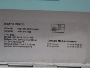 SIEMENS 6ES7647-6CG16-0BA0 SIMATIC IPC627C Box PC -used-